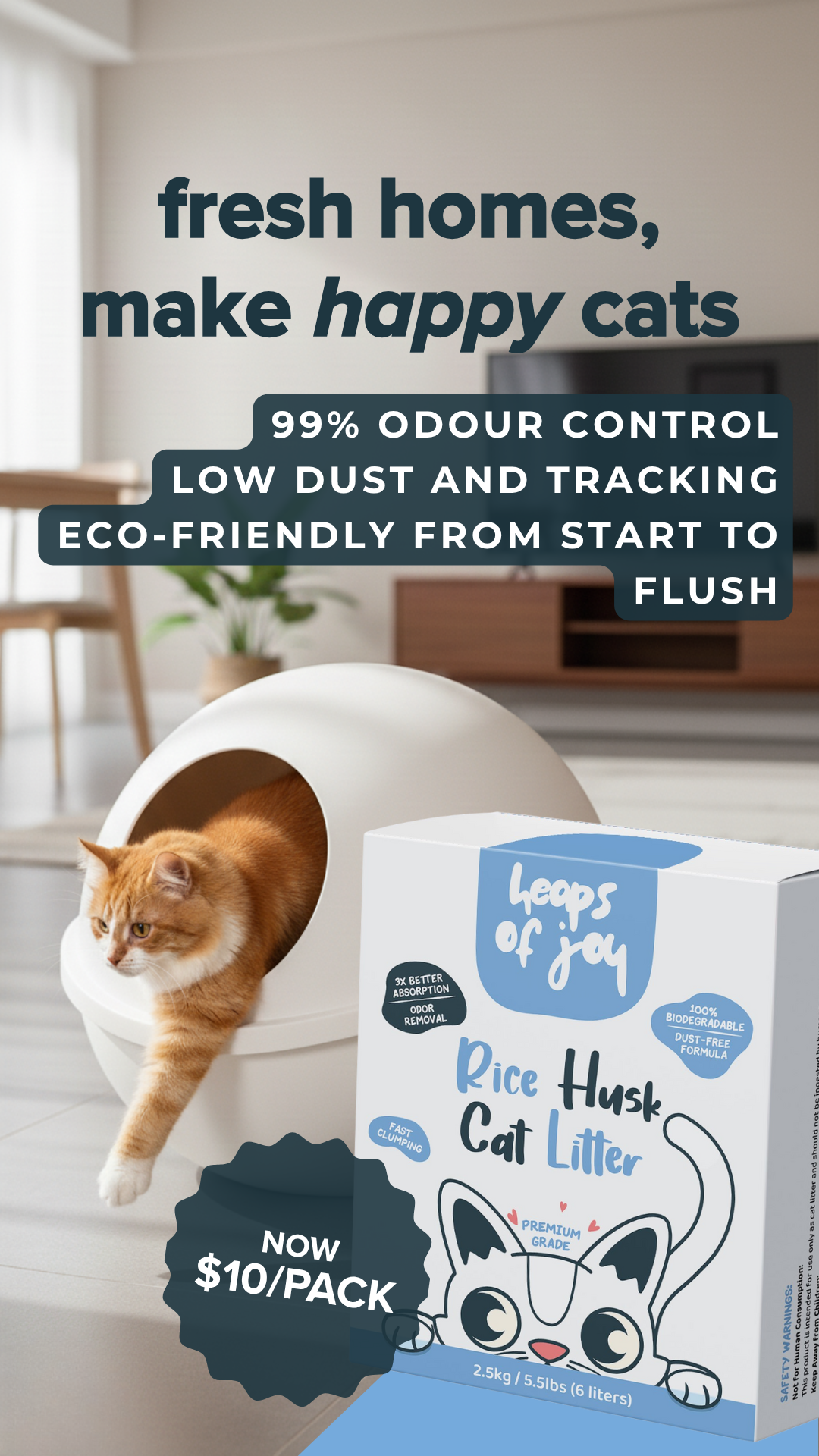 [$10] Heaps Of Joy Cat Litter - Unscented, Premium Grade